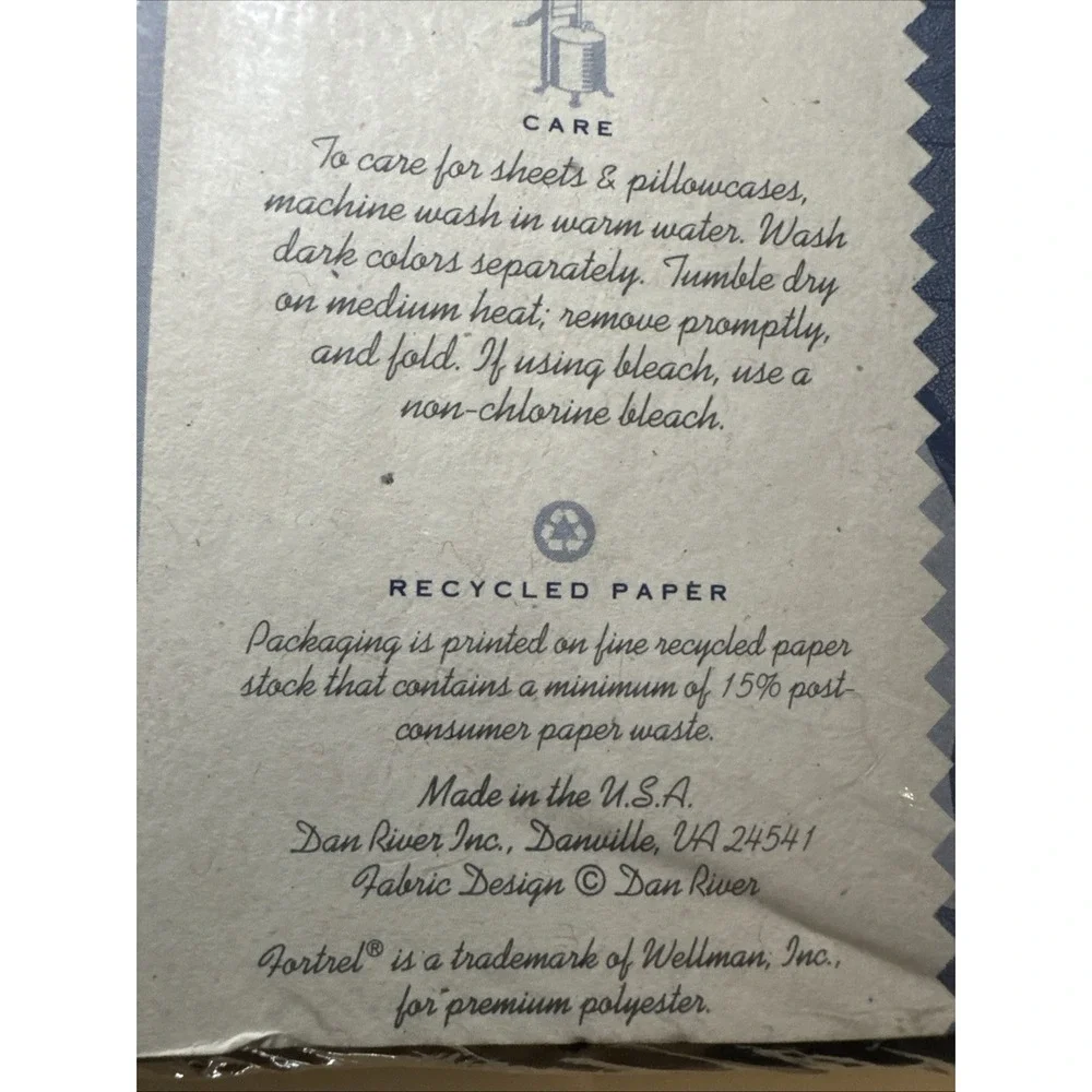 Vtg New In Pkg Dan River Full Bed Fitted Sheet 